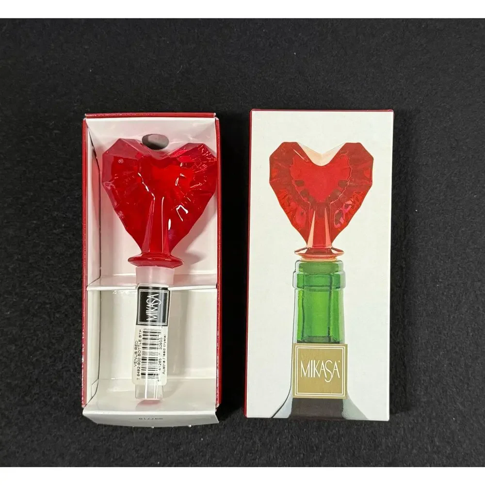 Mikasa Venus Red Crystal Heart Wine Bottle Stopper – New in‎ Box Valentine Gift